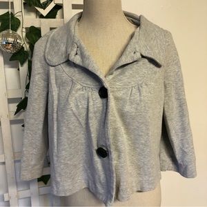 Notations Cropped 3/4 sleeve jacket blouse big buttons women’s Sz L Grey